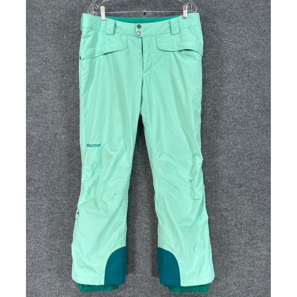 Marmot Snow Pants Womens Large Green Insulated Waterproof Ski Snowboard